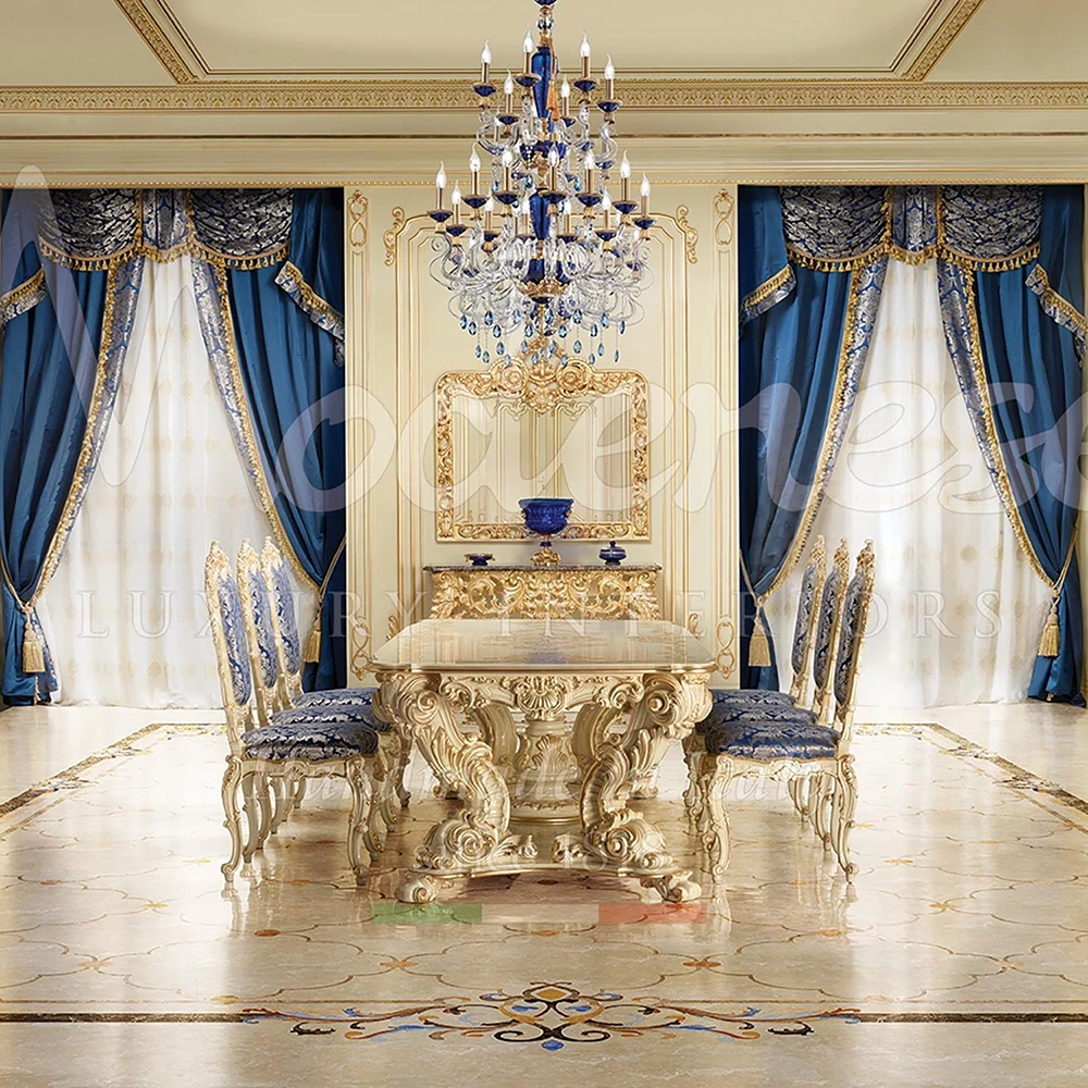 Italian dining room masterpiece for Kuwait villa by Modenese Interiors: Synonymous with luxury and opulent living.