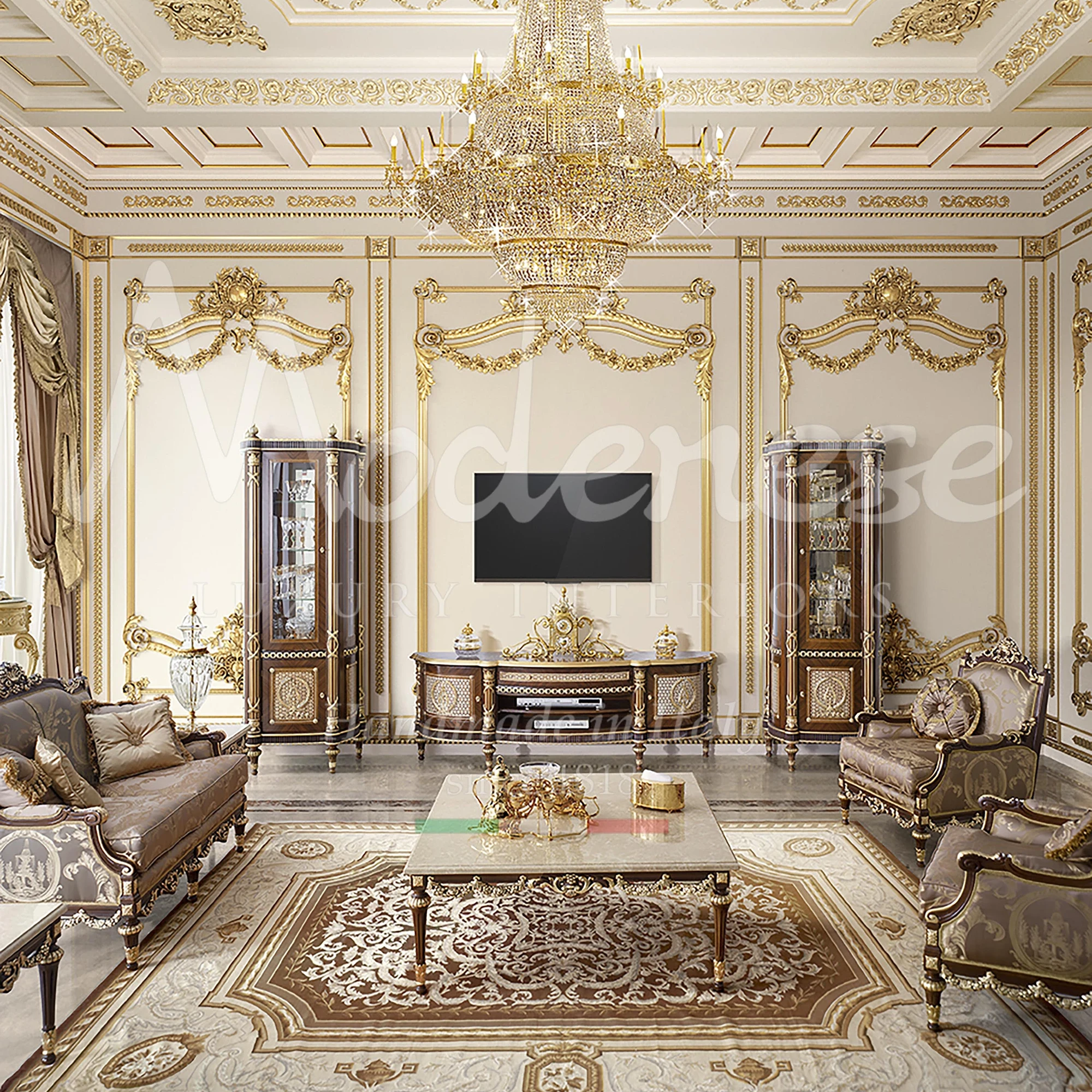 Exquisite Italian classic furniture curated for presidential palaces, epitomizing luxury, craftsmanship, timeless elegance.