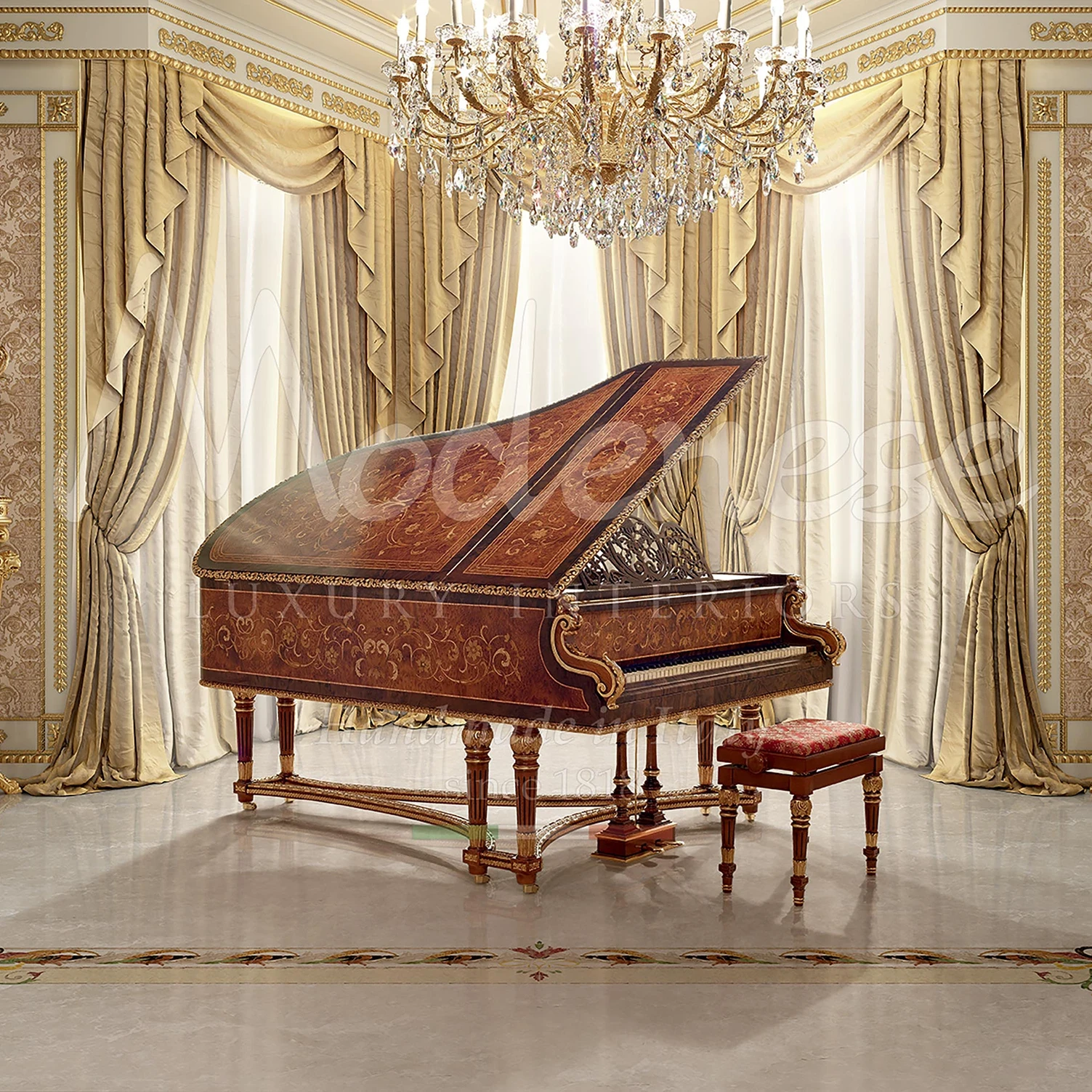 Handmade in Italy, Modenese grand piano combines exquisite craftsmanship with timeless elegance created by best designers